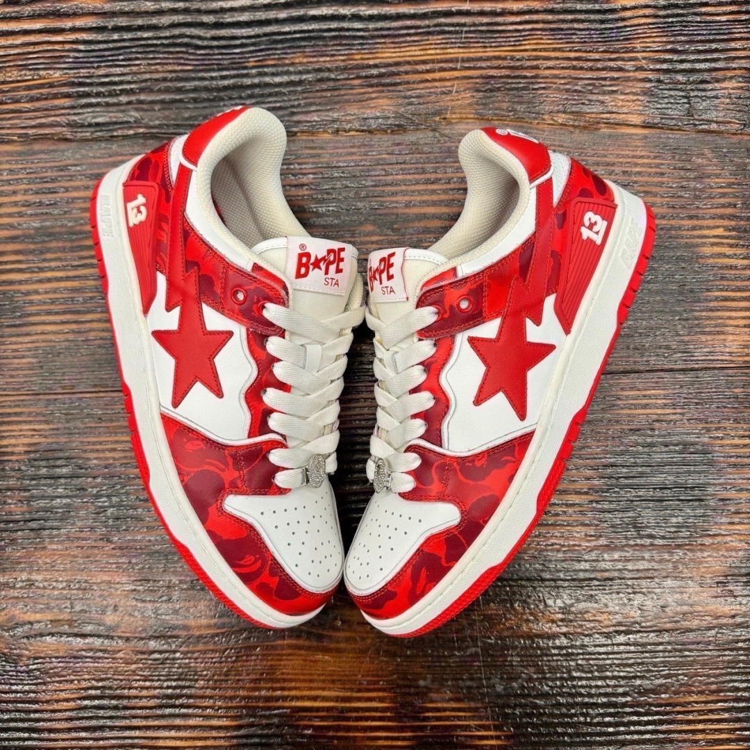 cs3245 - Bape Sta SK8 Low Top White Red DS FB - 9
