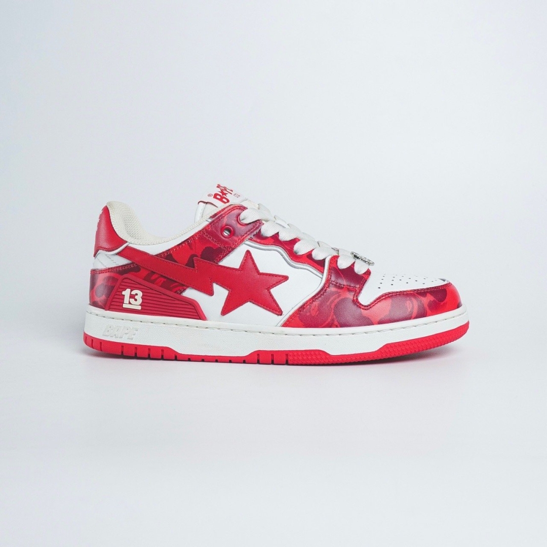 cs3245 - Bape Sta SK8 Low Top White Red DS FB - 9