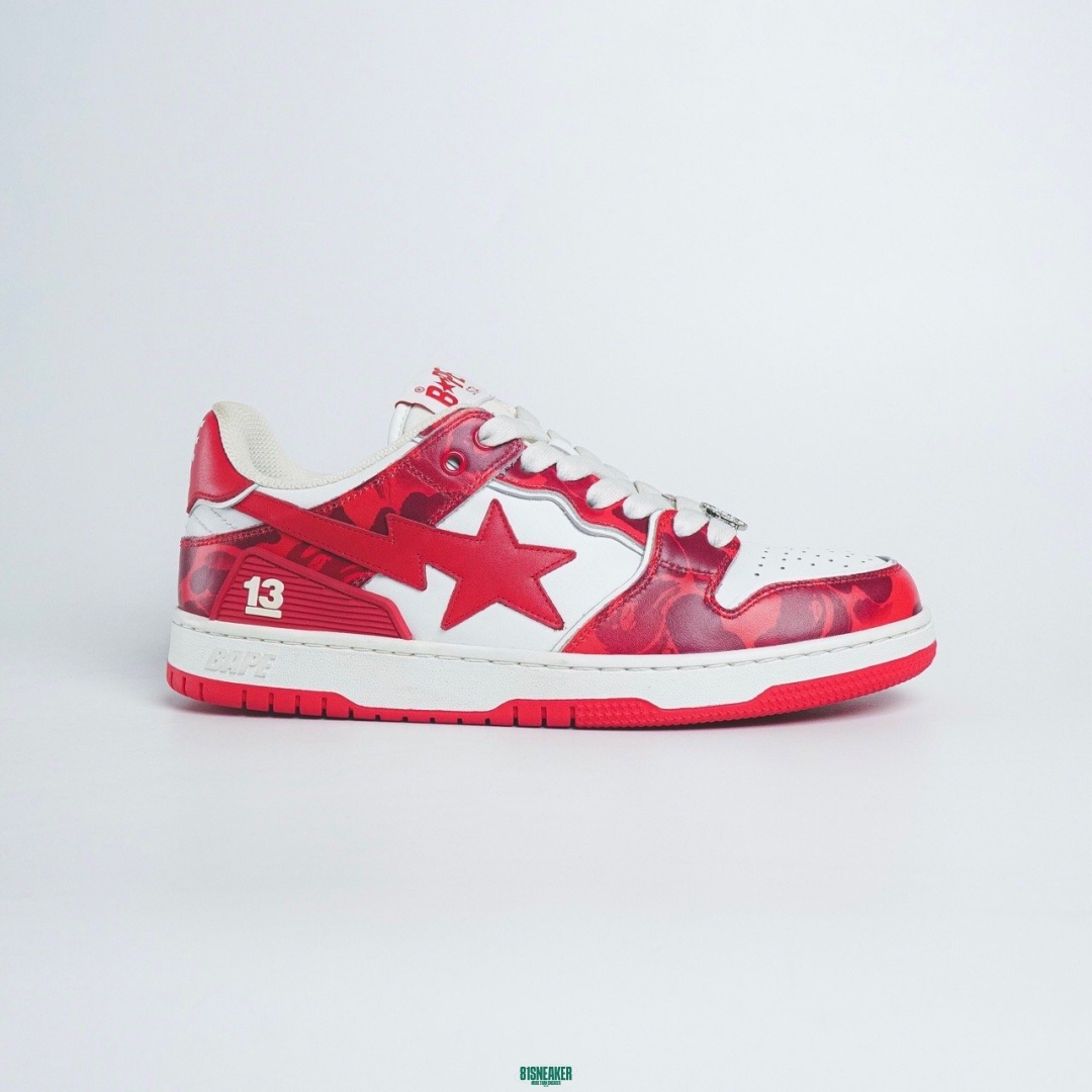 cs3245 - Bape Sta SK8 Low Top White Red DS FB - 9